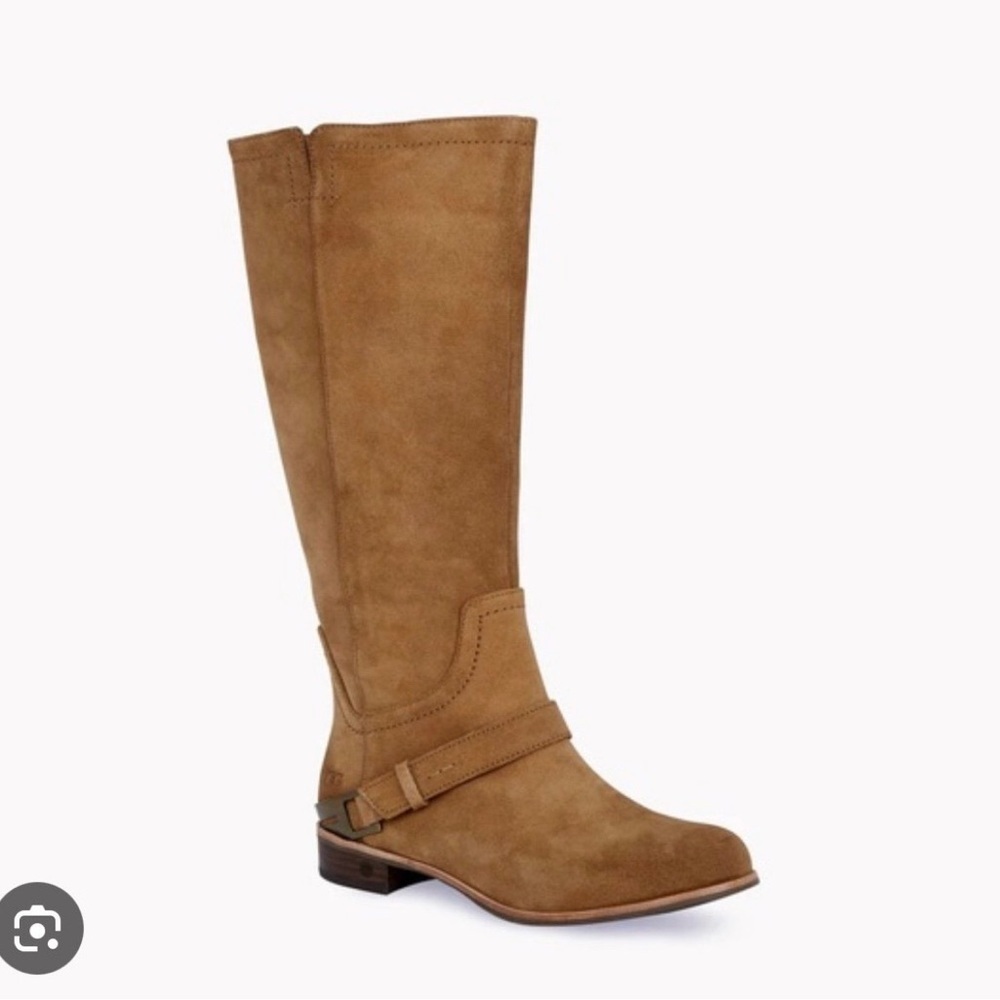 UGG Channing Suede Riding Boots Chestnut Brown Buckle 7 Women’s - Picture 12 of 12